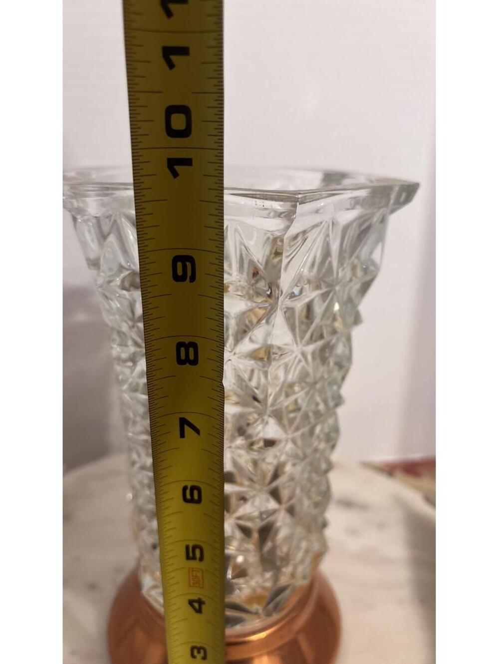 Vintage Crystal Vase with Copper Craft Guild Diamond Cut Glass - Picture 5 of 6